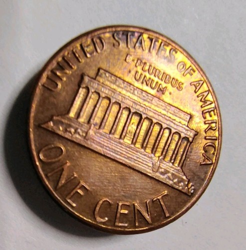 1985 D Lincoln Penny Perfectly Bright Orange Iridescent Die Break Lines gouge - Picture 14 of 22