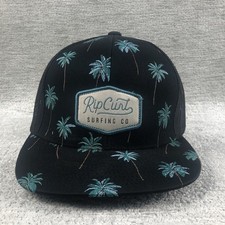 Rip Curl Palm Cruise Trucker Hat Black Turquoise Palm Tree Mesh Snapback Cap OS