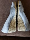 Ralph Lauren Cecilia Silver Silk Wedges Espadrilles 10B Peep Toe Slip Ons  — photo 6