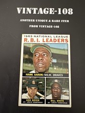 1964 Topps #11 NL RBI Leaders, Hank Aaron, Ken Boyer, Bill White, VG-EX!