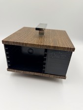 Vintage Cassette Tape Storage Carousel Rack Rotating Holder Faux Wood 1970