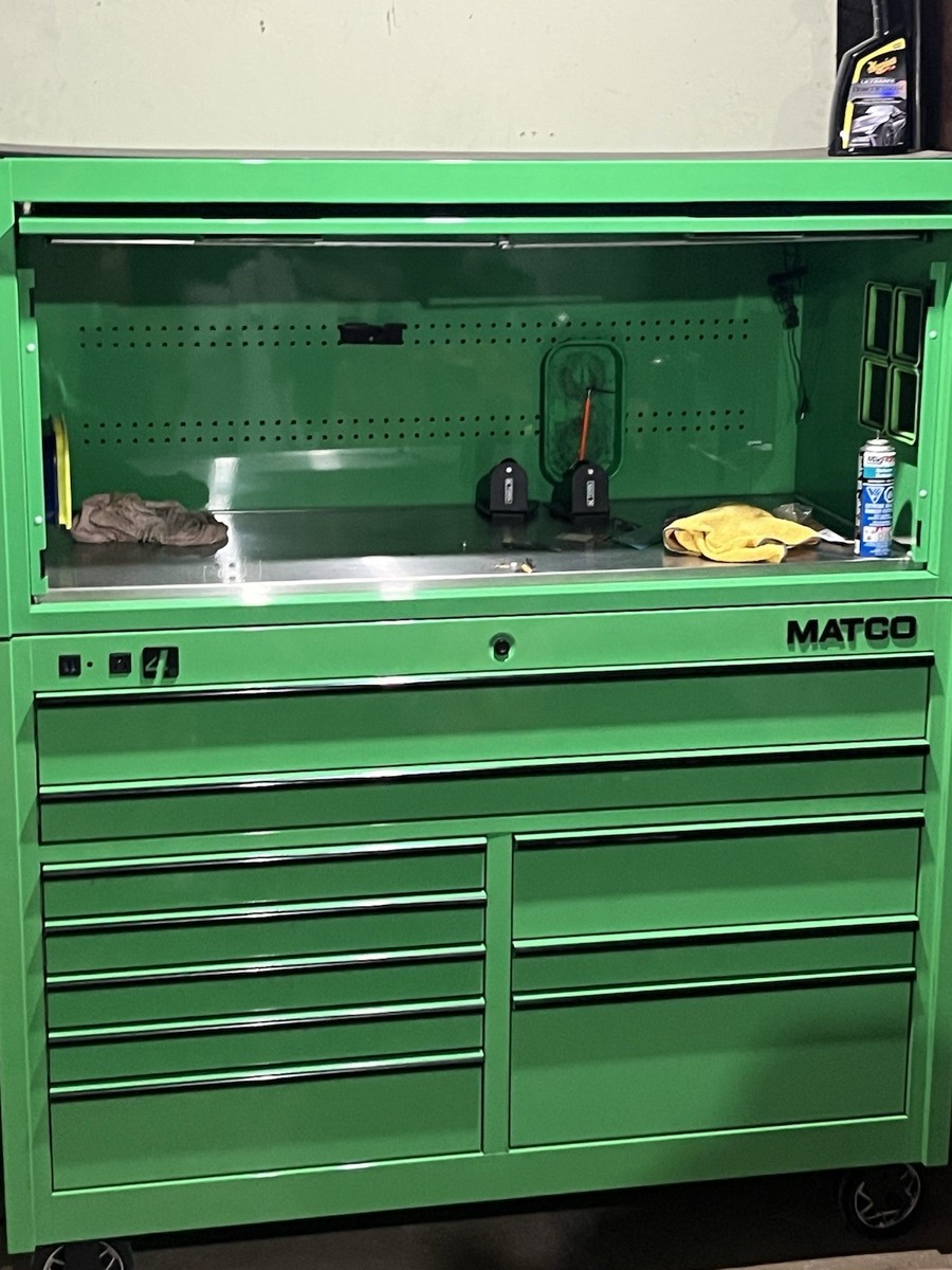 Matco Double Bay Locking Tool Box with Top Hutch Stainless Steel