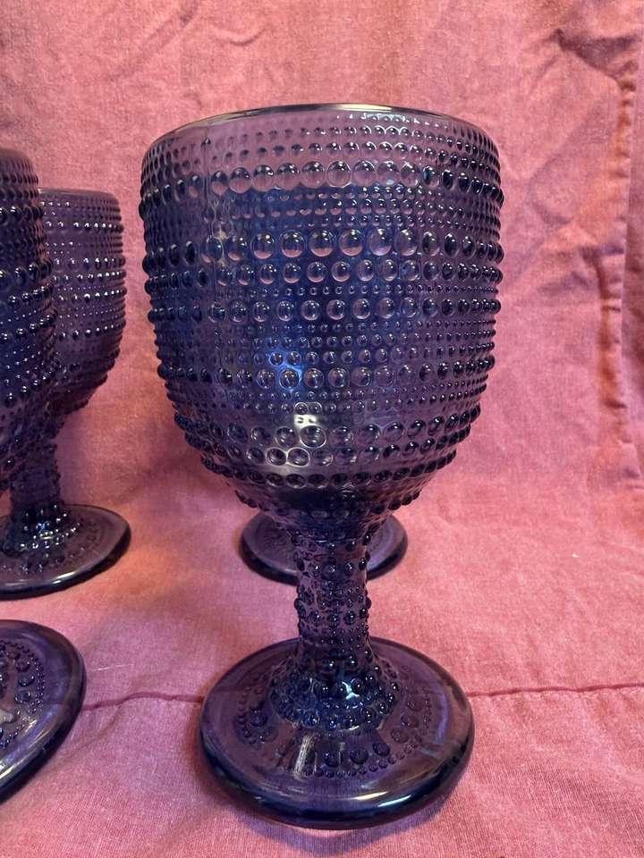 4件套Godinger Lumina蓝色酒杯高脚杯冰茶或水串珠BR — 第 4/4 张图片