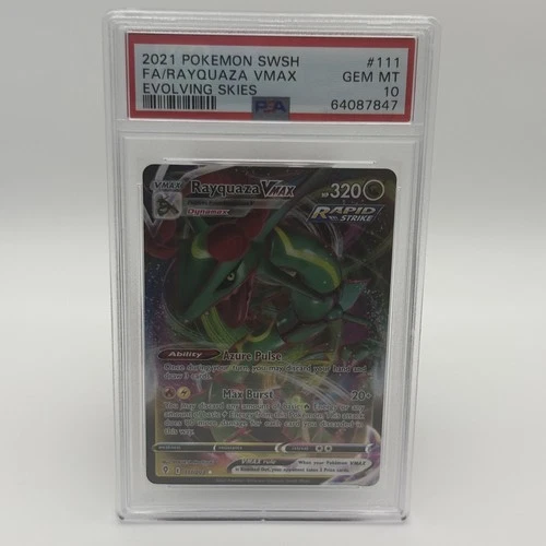 Pokémon TCG Rayquaza VMAX Holo Ultra Rare Card Evolving Skies 111/203 PSA 10