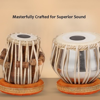 Steel Tabla Set with Bag, Hammer, Gatta-Manual-Cushions & Covers Complete Kit,