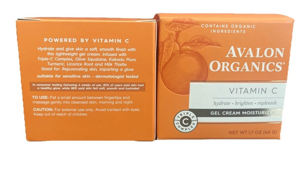 Paquete de 2 crema hidratante en gel Avalon Organics con vitamina C, 1,7 OZ Foto 3 de 4