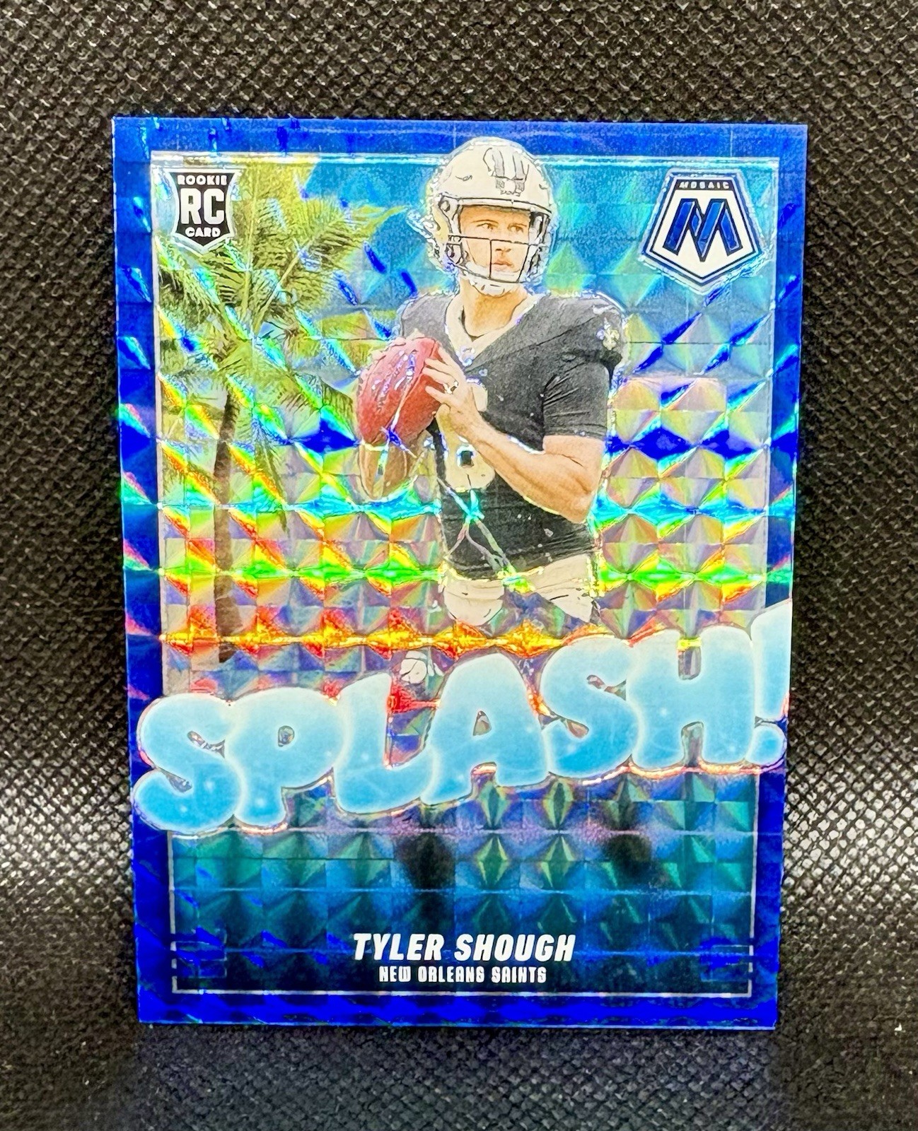 Tyler Shough 2025 Panini Mosaic RC Blue Mosaic Prizm Splash 69/99 NO Saints