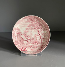 Johnson Brothers Butter Pat, Pink Mill Stream Pattern, Ironstone (4 1/8")