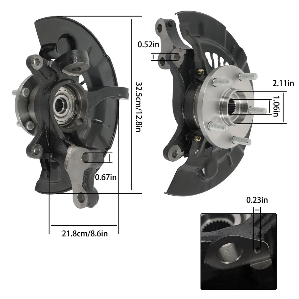For Toyota Camry 2007 2008-2011 Pair Front Steering Knuckle & Wheel Hub Bearing - Изображение 3 из 4