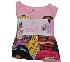 Disney Princess Kids 2 Piece Pajama Set XS 4/5 Pink Ariel Snow White Jasmine