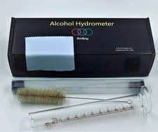 Alcohol Hydrometer kit Proof Tralle 0-200 For Distilling Spirit Brandy Test Jar