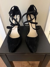 Nine West Black Strapy Suede Stiletto High Heels Size 9