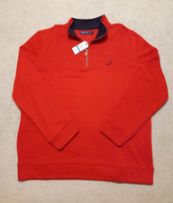 Men's NAUTICA red 1/4 zip LS fleece lined sweatshirt size XL - NWT