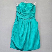 David's Bridal Dress Green Mini Preppy Teal Strapless Formal Womens Size 6 Lined