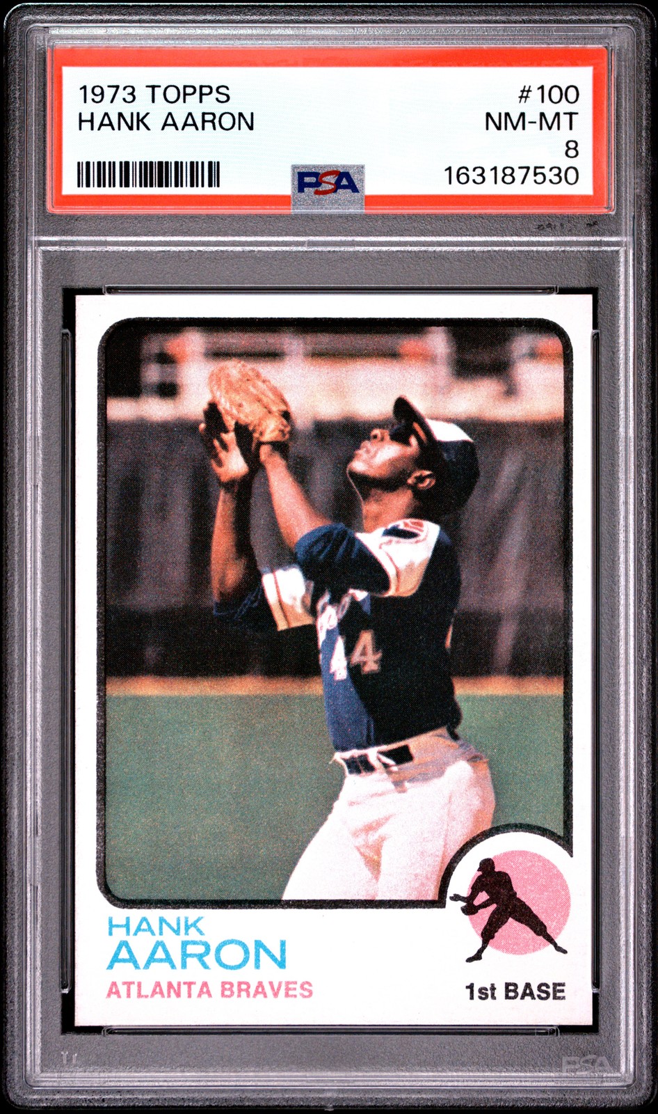 1973 TOPPS #100 HANK AARON PSA 8 view 1