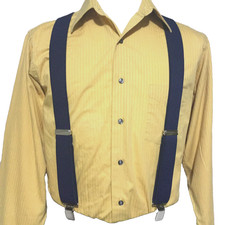 Men's, Navy Blue, XL, 1.5" Adj. Suspenders / Braces, Made in the USA