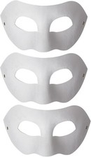 Half Face White Paper Art Mask,DIY Blank Paintable White Masquerade Mask for ...