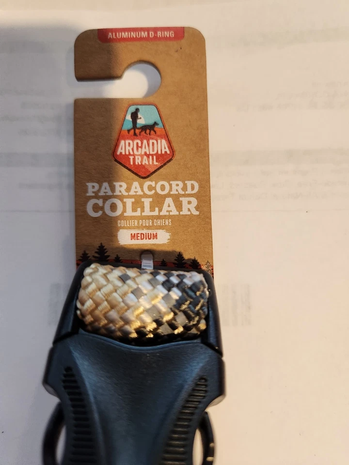 Collar para perro Arcadia Trail Rope Paracord ajuste medio cuello 16 a 20 pulgadas bronceado/gris Foto 3 de 3