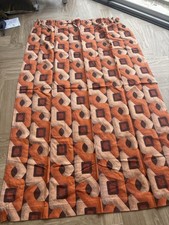 Vintage 1970s Geometric Fabric Upholstery Red brown orange four pieces