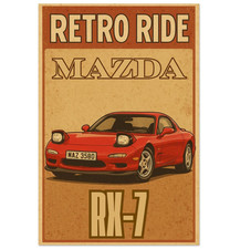 Mazda RX7 Poster Retro JDM Car Art Vintage Rotary Engine Sports Car Print