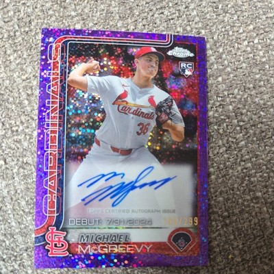 2025 Topps Chrome - Michael Mcgreevy RA-MMC Purple Speckle /299 RC AU Cardinals