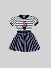 VTG Girl s Sailor Dress Navy Blue Nautical Pinstripe Summer Outfit USA Made 5/6