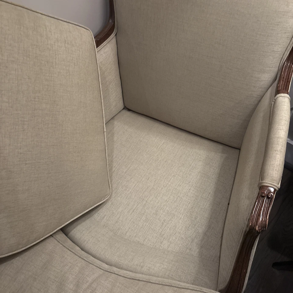 Louis XVI Traditional Lounge Chair with Ottoman Loose Cushions - Image 4 of 4