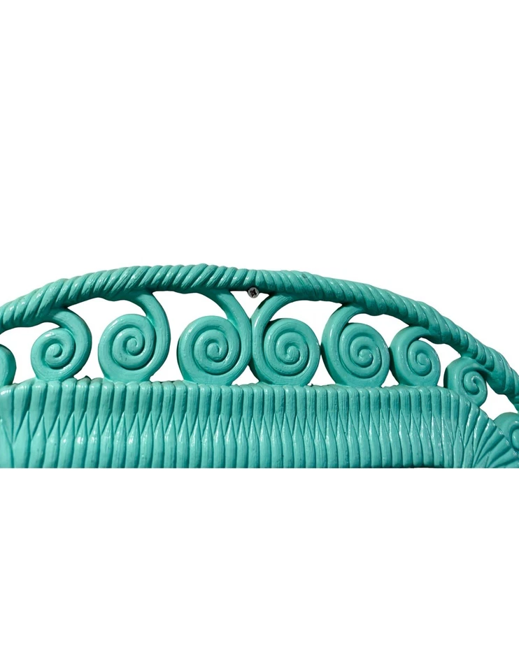 Espejo de pared vintage MCM Burwood imitación ratán mimbre verde azulado plástico duro años 60 Foto 4 de 4