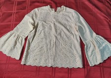 Ulla Johnson Embroidered Ivory eyelet semi-sheer Blouse  Cotton/linen Size 4