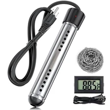 Portable 2000W Electric Immersion Water Heater with LCD, for Home & Camping