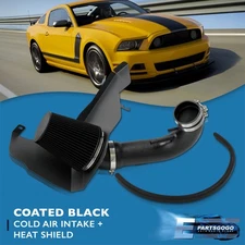 For 11-14 Ford Mustang GT 302 V8 Black Cold Air Intake CAI Induction Heat Shield