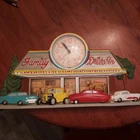 Vintage American Family Drive In Diner Wall Clock Burwood Hot Rod Cars Coca Cola