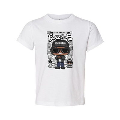 Unisex Eazy-E Cartoon Graphic Tee With Compton Hat And Sunglasses, Retro Hip Hop