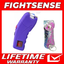 Stun Gun for Self Defense with Alarm Bright Led Flashlight + Pepper Spray Silver