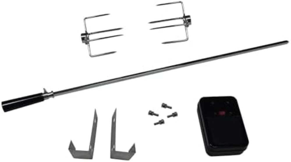 barbecook girarrosto Elettrico Universale con 2 spiedi e Ganci per Barbecue a Ga