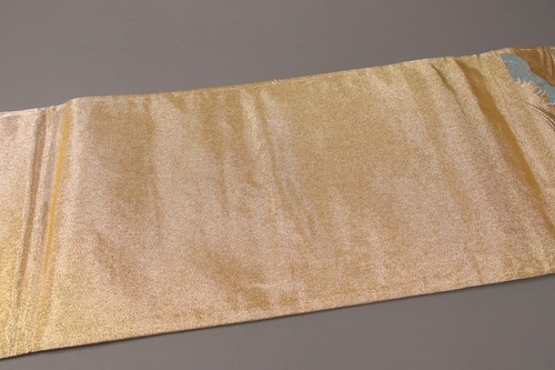Traditional Japanese Silk Kimono Belt Fukuro Obi Embroidered Silver Wave Patten - Picture 12 of 19