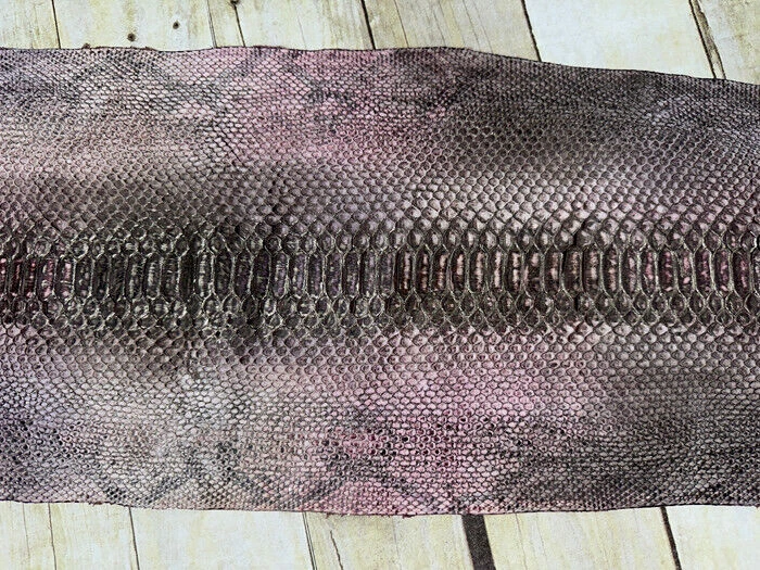 Tie-dye Rosa con Plata Pitón Nubuck Cuero Genuino Piel Real Piel de Serpiente 243 Foto 3 de 4