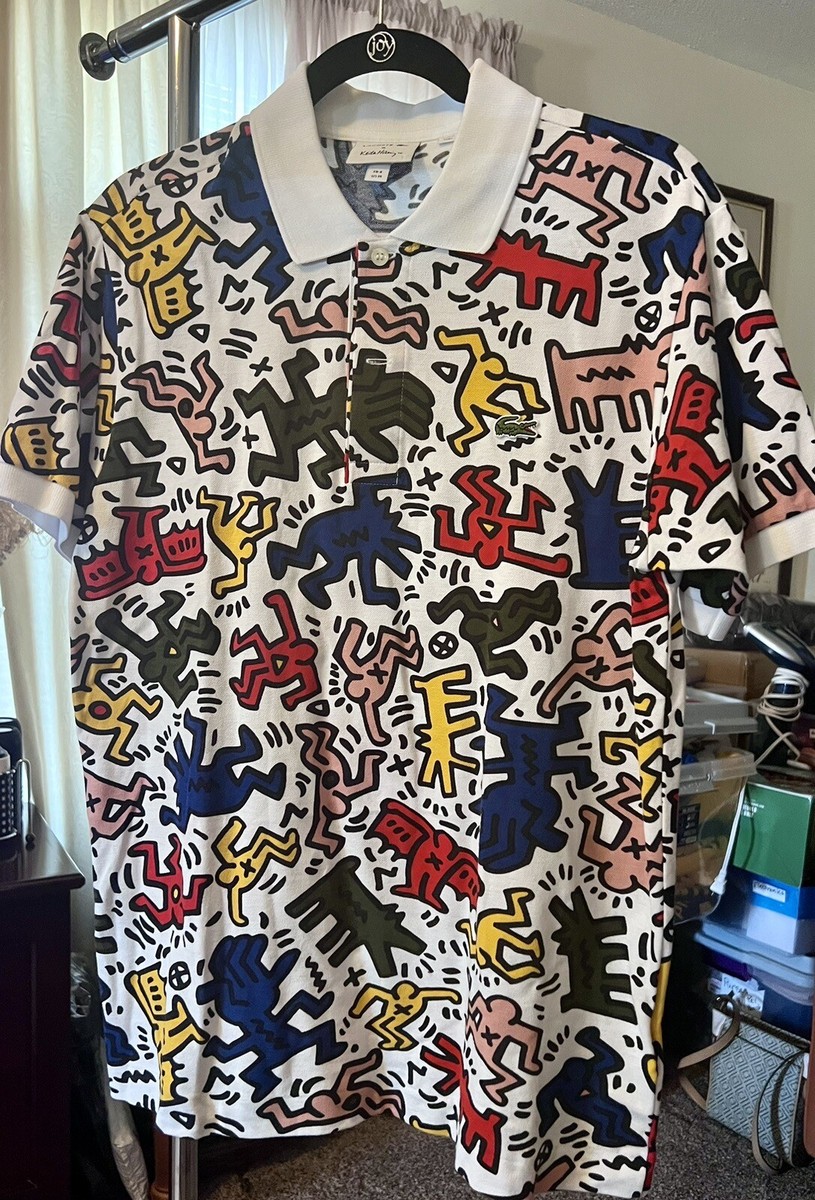 Lacoste Shirt Mens Large Special Edition X Keith Haring Short Sleeve Polo Sz M