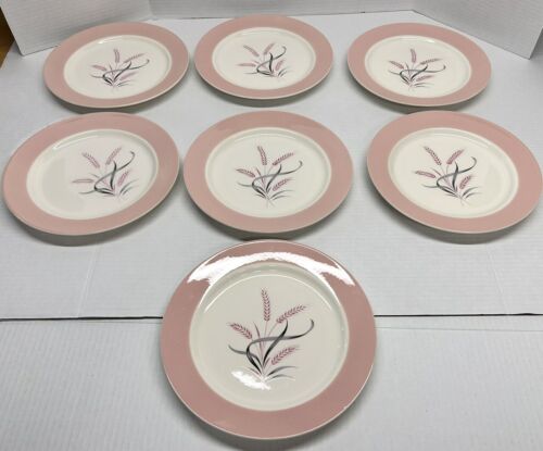Vintage Homer Laughlin Pink Radiance 9" Plate Set Of 7 - Picture 2 of 7