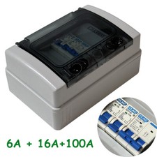 100A CONSUMER UNIT 6A + 16A MCB ISOLATOR 2 WAY WEATHERPROOF GARAGE SHED CARAVAN