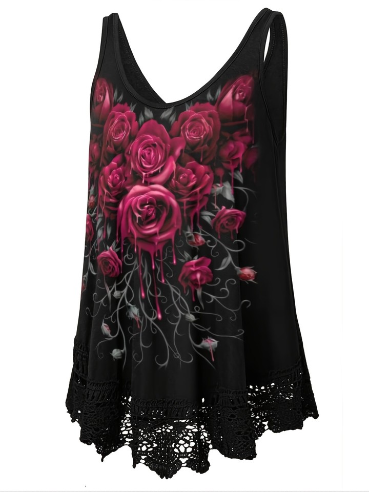 Womens Sleeveless Floral Vest Tops Ladies Summer Tank Blouse Beach T