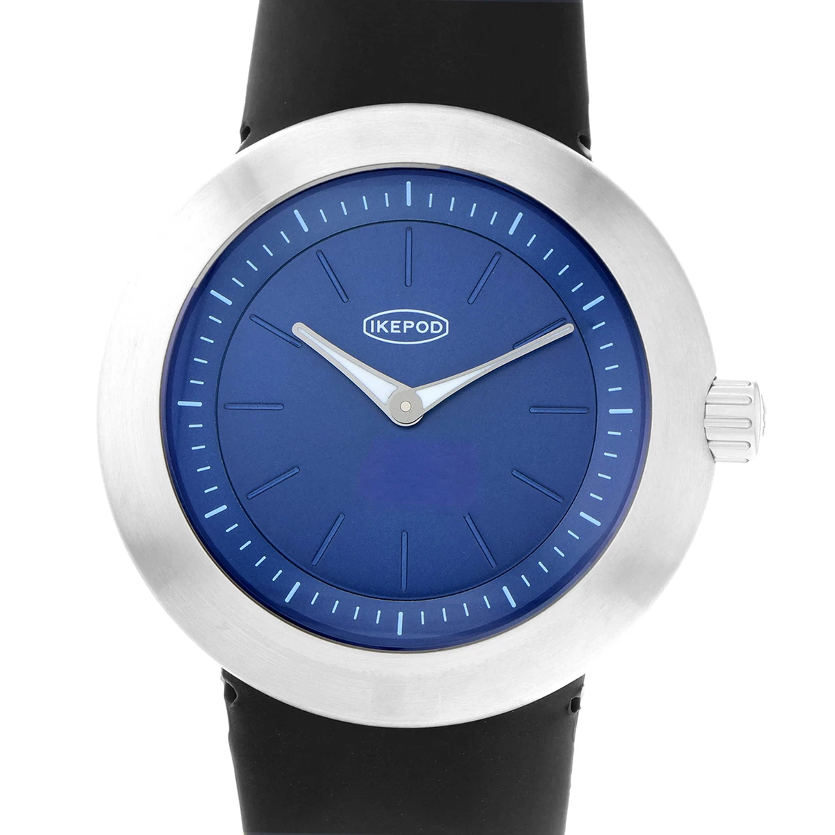 Ikepod Duopod Midnight Blue 008 D008 Quartz Rubber Strap 42mm Steel Watch
