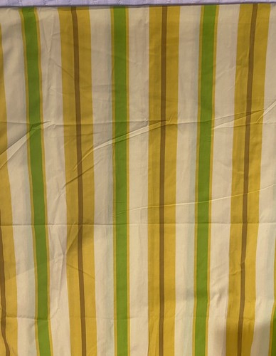 Sears Perma-Prest Yellow Green Striped Bed Full Flat Sheet Vtg 70s - Picture 3 of 7