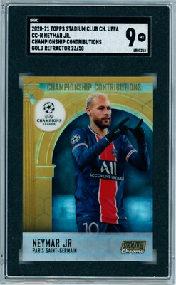 2020-21 Neymar Jr. Topps Stadium Club Chrome Gold PSG Card 23/50 SGC 9 MINT