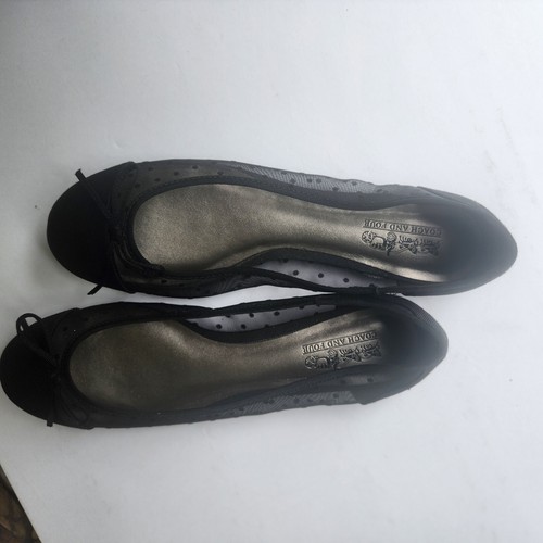 COACH AND FOUR Womens SHOES BLACK FLATS BOW 7.5 UPPER FABRIC Mesh SIDES - Picture 12 of 13