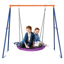 Tree Swing Set Saucer 40" Round & Swing Stand A-Frame Outdoor Garden Kids Purple
