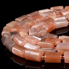 Natural Sunstone Gemstone 12X8MM Faceted Cylinder Round Tube Loose Beads D464 