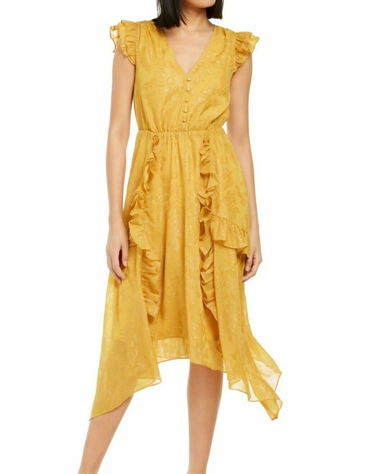 New INC Shift Gold Dust Ruffle Cottagecore FairyCore PrairieCore Dress