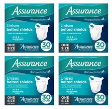  120 Count (4x30) Assurance Unisex Incontinence Belted Shield Moderate Absorb