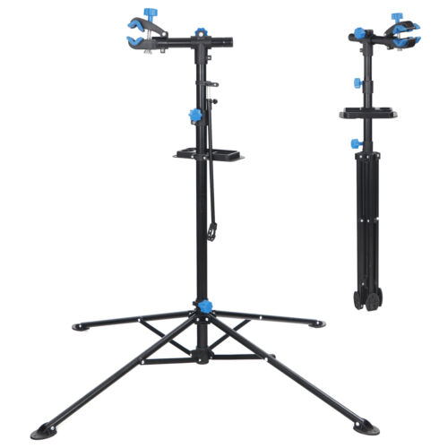 Adjustable Bike Repair Stand Folding Bicycle Maintenance Rack with Tool Tray - Picture 7 of 18